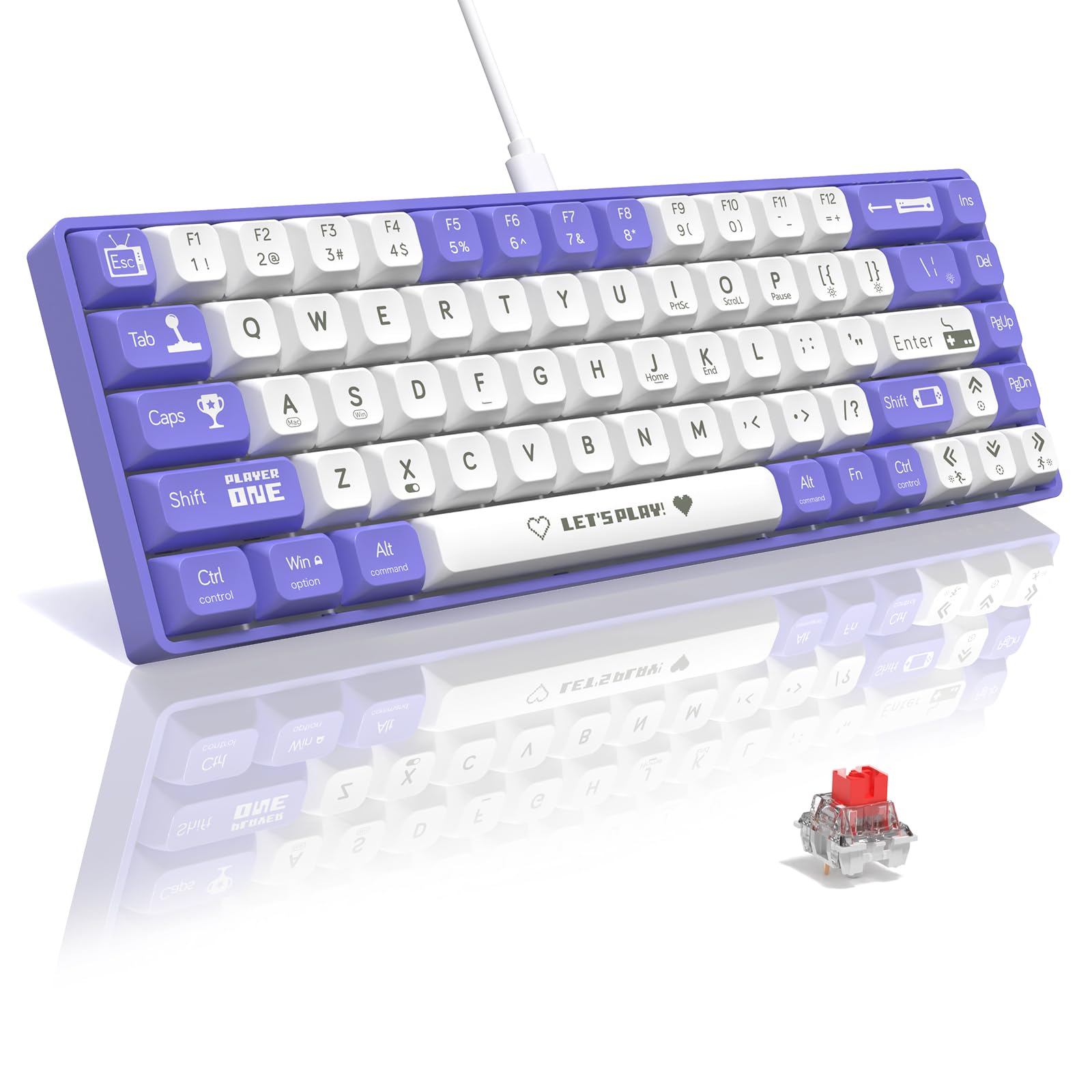 CLAVIER MECANIQUE GAMING AJAZZ AK680 PURPEL-WHITE RED_SWITCH RGB